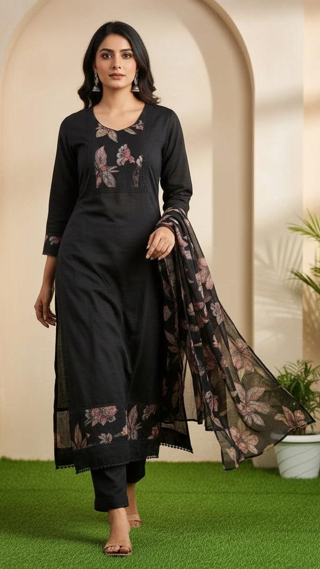 Black Silk Kurti for Women