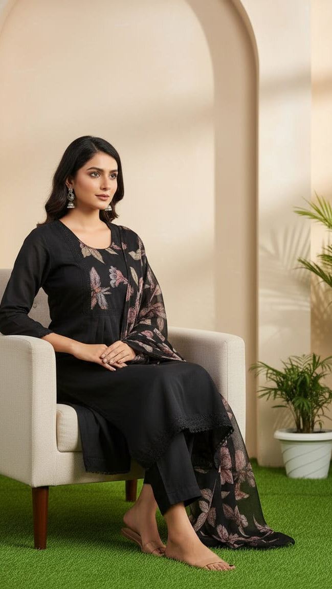 Black Silk Kurti for Women