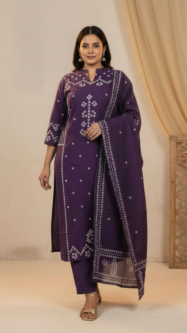 Cotton Kurti for Ladies Purple