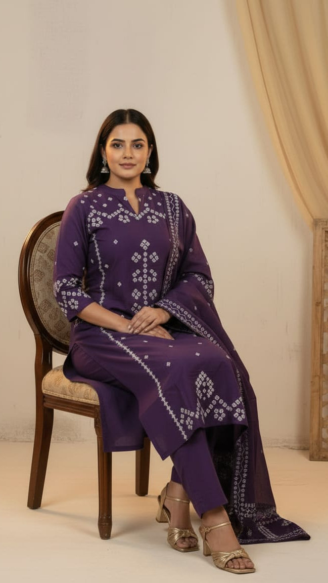 Cotton Kurti for Ladies Purple