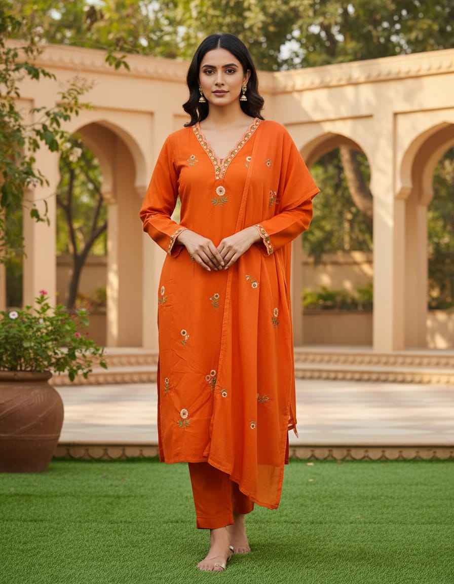 Cotton Saffron Kurti for Women
