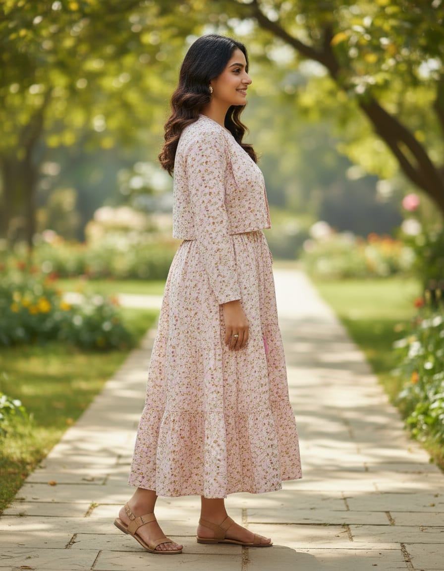 Ladies Pink Cotton Frock
