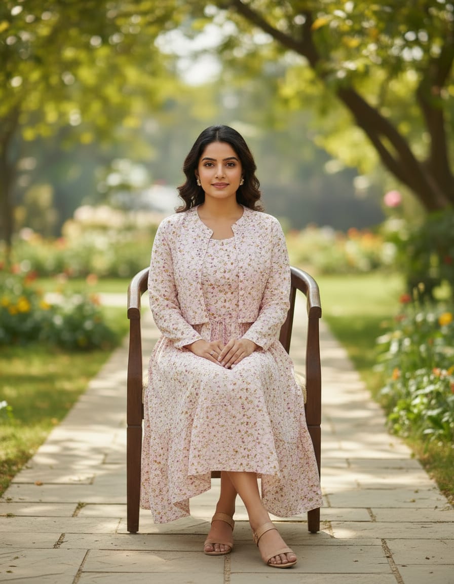 Ladies Pink Cotton Frock