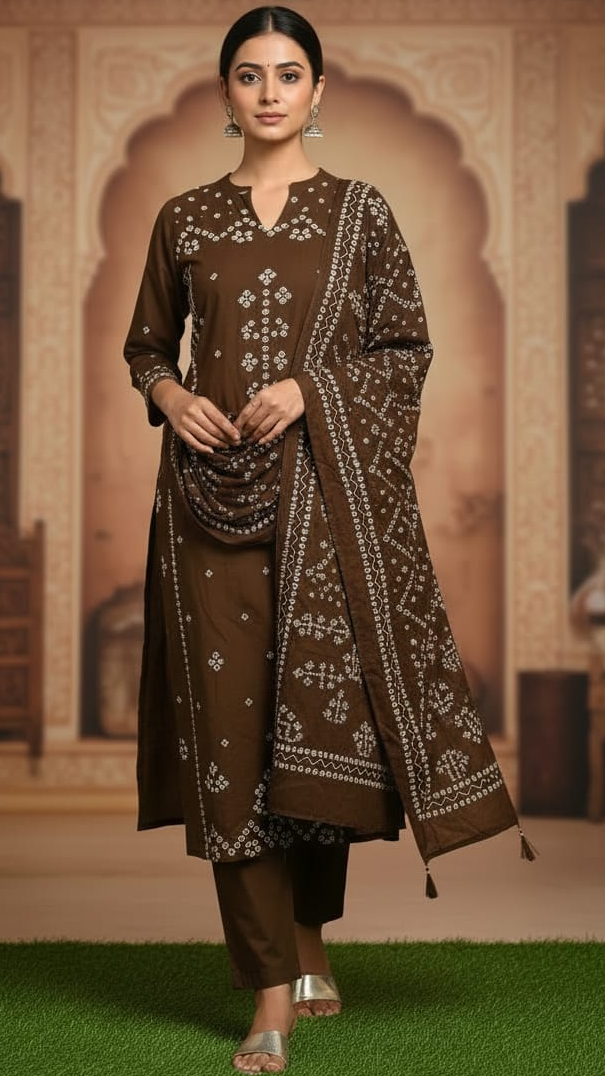Ladies Brown Cotton Kurti