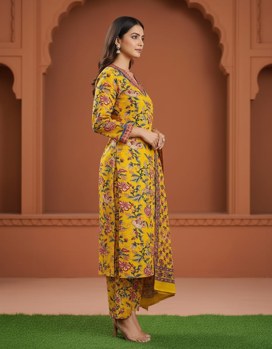 Yellow Ladies Kurti Cotton