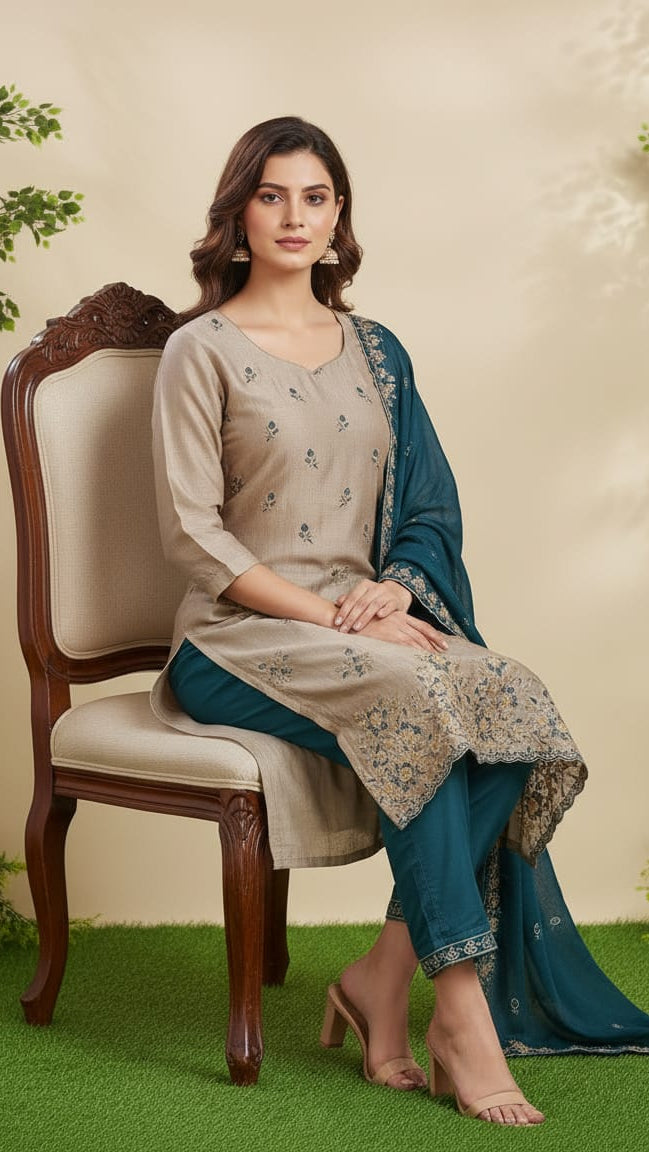 Chiffon Ladies Kurti Gold colour