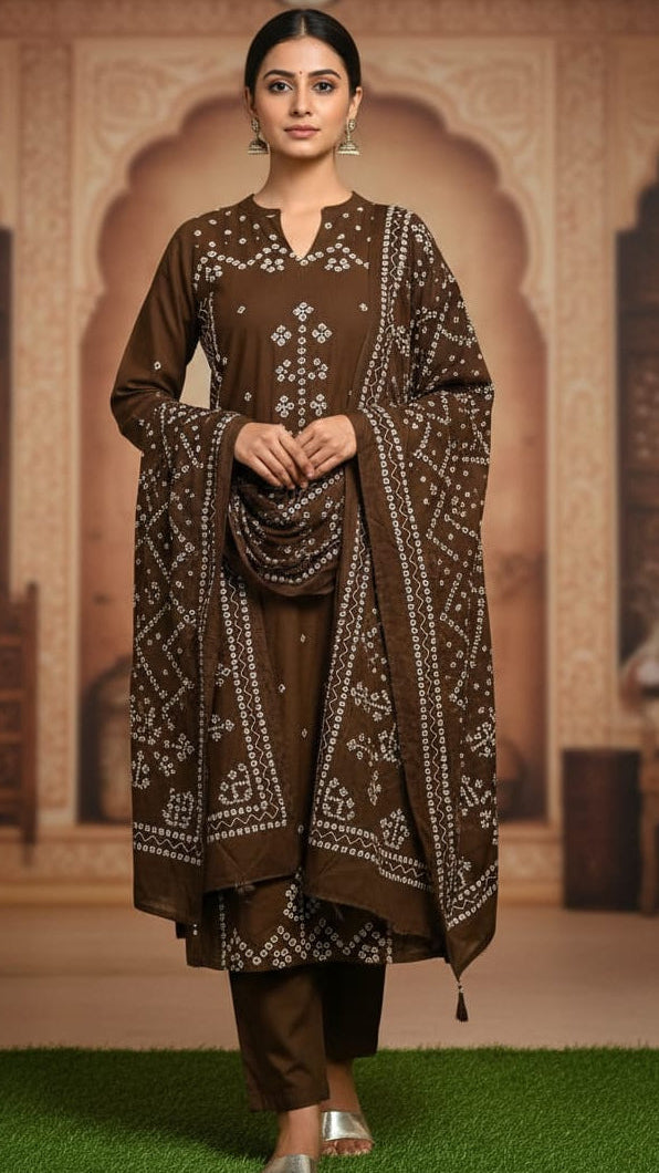 Ladies Brown Cotton Kurti