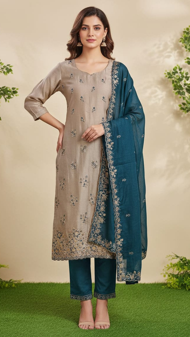 Chiffon Ladies Kurti Gold colour
