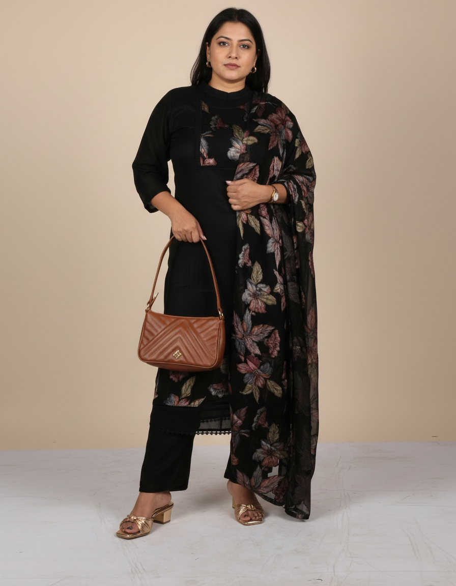 Black Silk Kurti for Women
