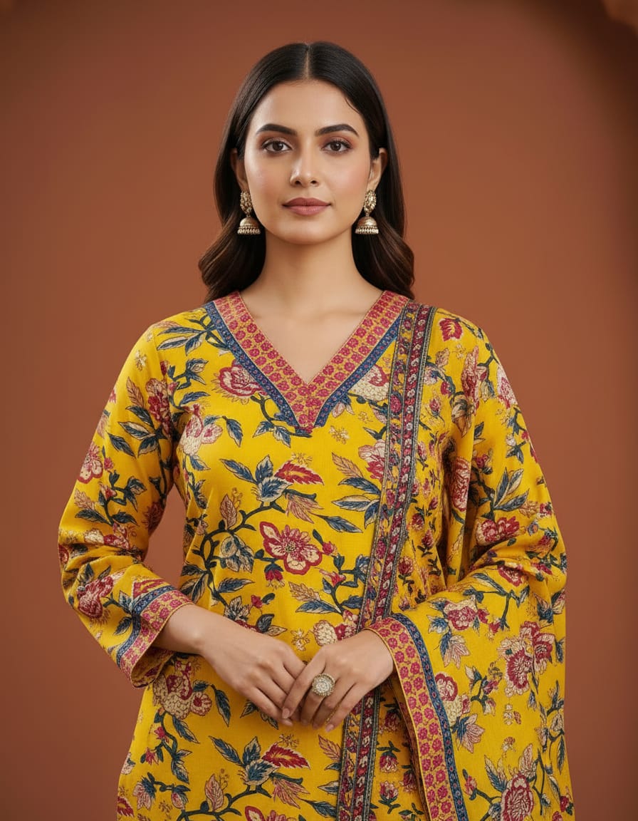 Yellow Ladies Kurti Cotton
